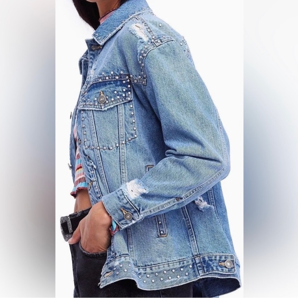 Free People studded denim jacket